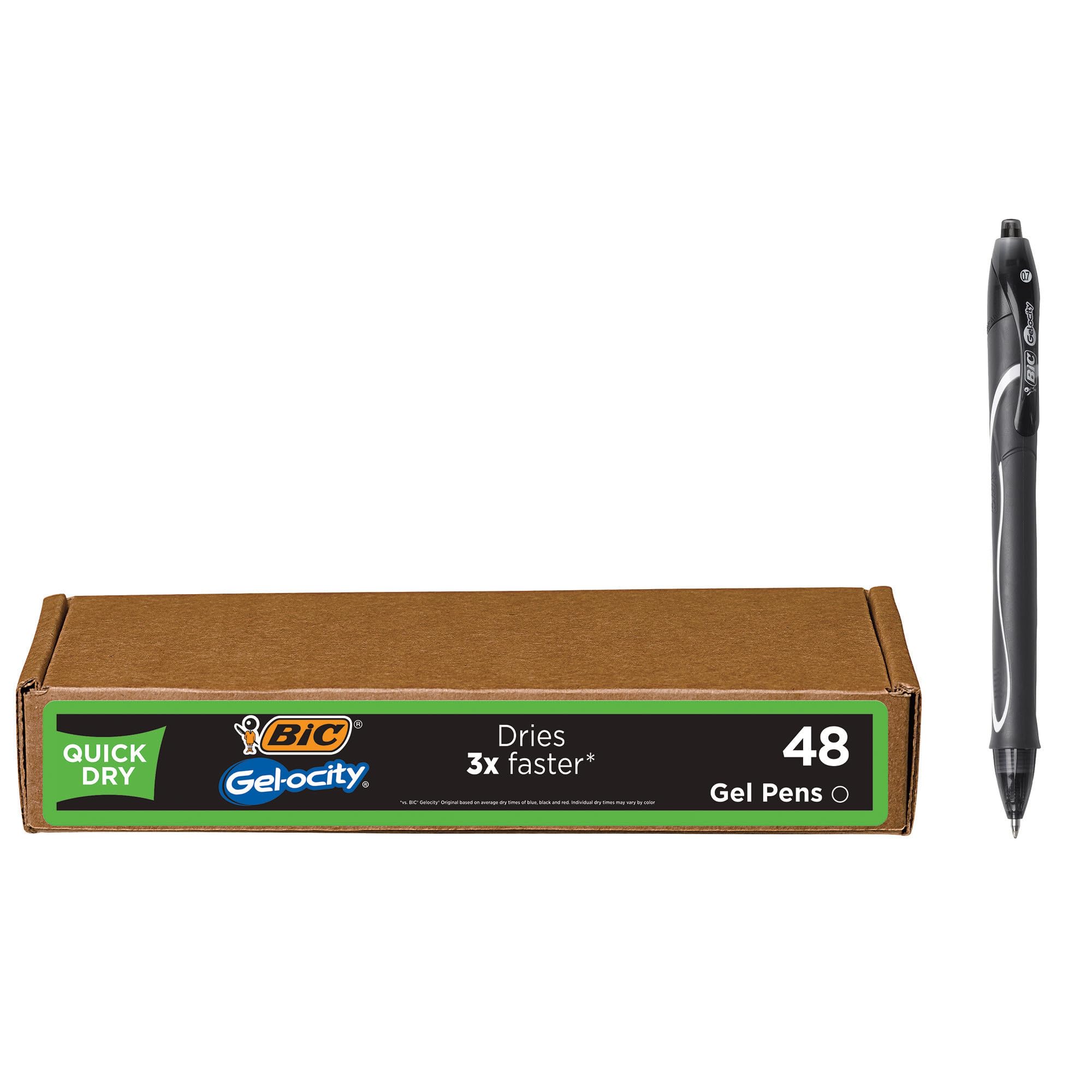 BIC Gelocity Quick Dry Black Gel Pens, Medium Point (0.7mm), 48-Count Pack, Retractable Gel Pens With Comfortable Full Grip