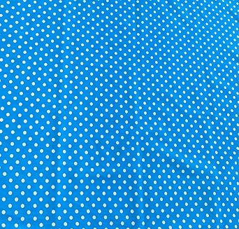 Small Polka Dot Poly Cotton Fabric- 58 Inch Wide/Sold by The Yard/Multi-Colors Baby Blue White