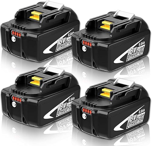Paquete de 4 baterías de repuesto mejoradas de 6.0Ah BL1860B de 18 voltios para makita compatible con Makita batería de litio BL1860B BL1860 BL1850B