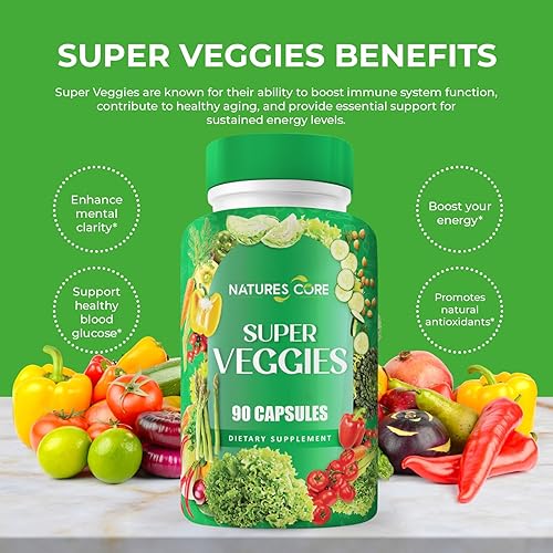 Miniatura 7 de Nature's Core Suplemento de frutas y verduras – 360 cápsulas – 100% suplementos enteros de súper frutas y supervegetales y vitaminas, fabricado en