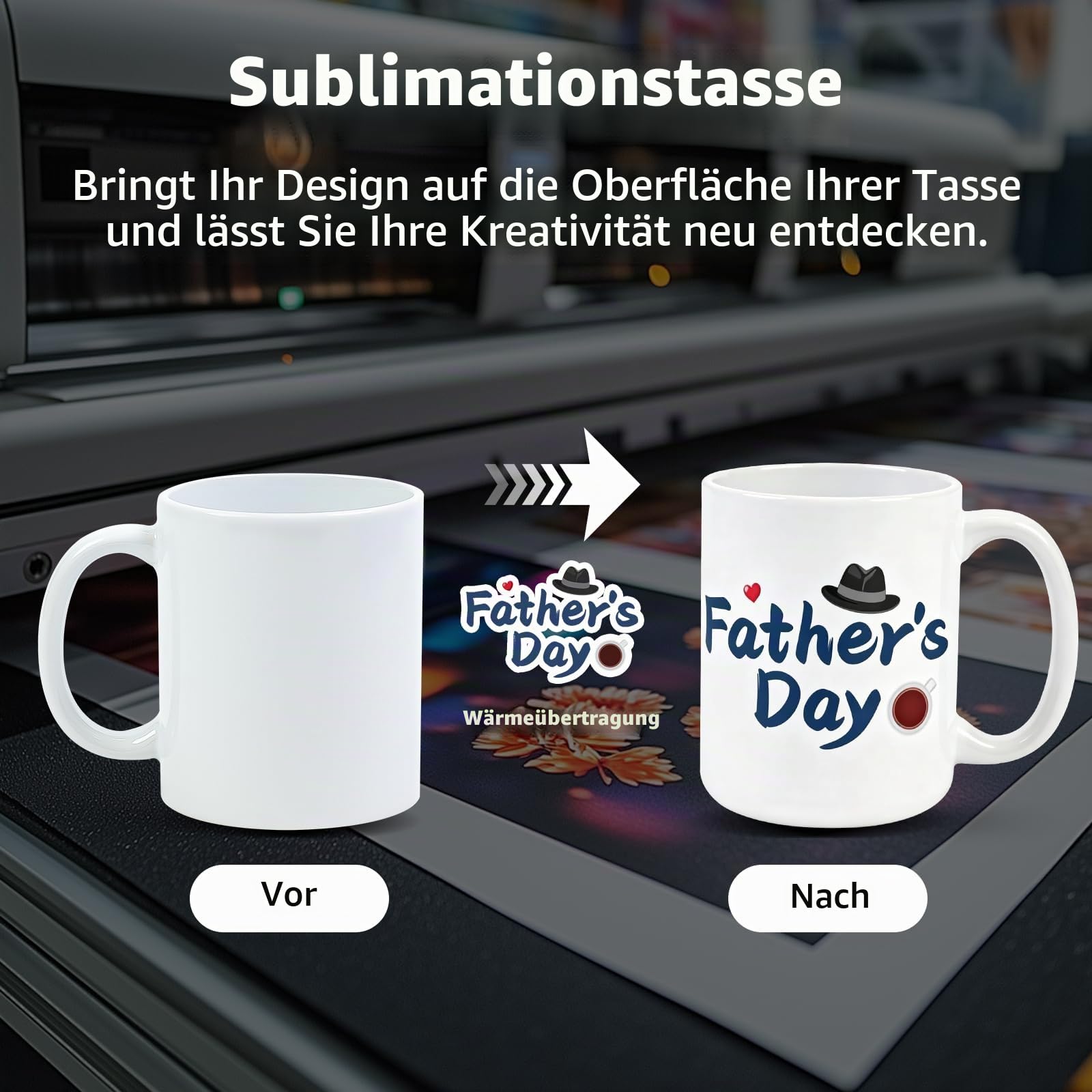 36er-Pack 11oz Sublimationsrohlinge Tassen in weißer Geschenkbox, weiße Keramik-Kaffeetassen