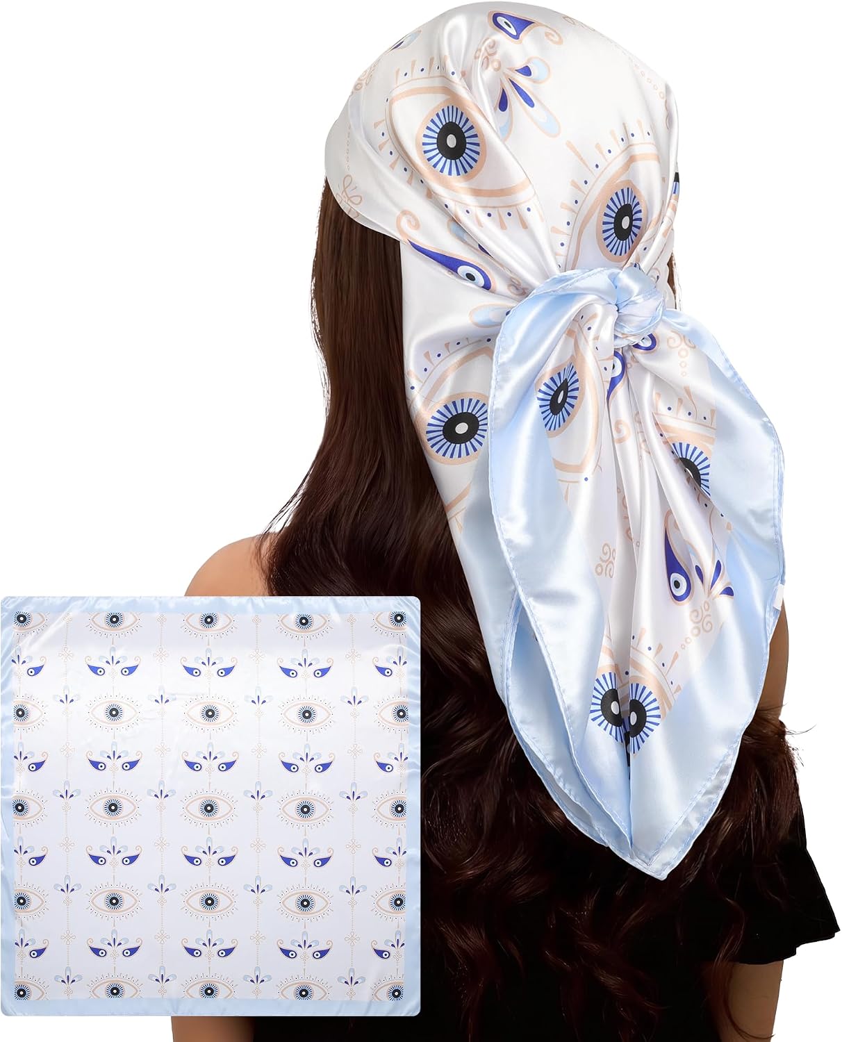 Lourny Head Scarf for Women – 35" Large Fashion Silk-Like Satin Scarf