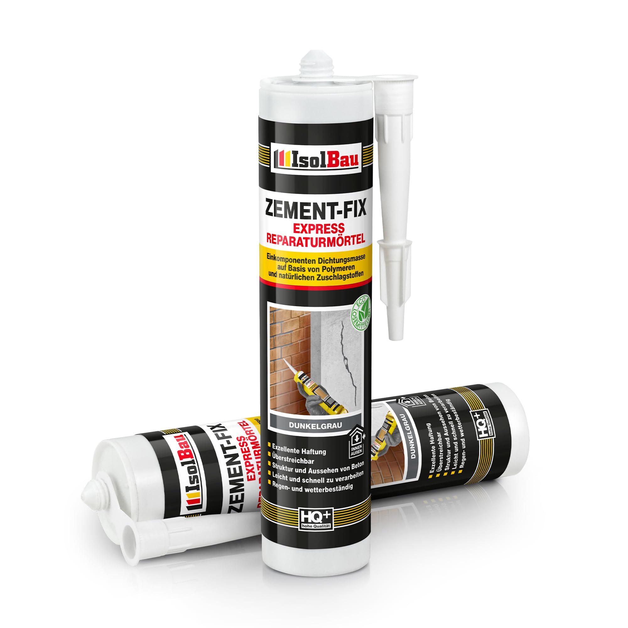 Isolbau Zement-Fix 1 x 300 ml Dunkelgrau Express Reperaturmörtel - Dichtungsmasse für Fugen & Risse im Innen- & Außenbereich, Kartusche