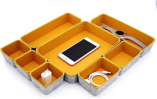 Miniatura 8 de Organizadores de cajones, bandejas divisores, contenedor de almacenamiento, caja organizadora poco profunda para suministros de oficina, relojes,