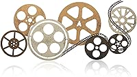 Vista 8 de Moxweyeni Carrete de película de metal, arte abstracto de cine antiguo, decoración contemporánea de cine decorativo, carrete de película para Negro