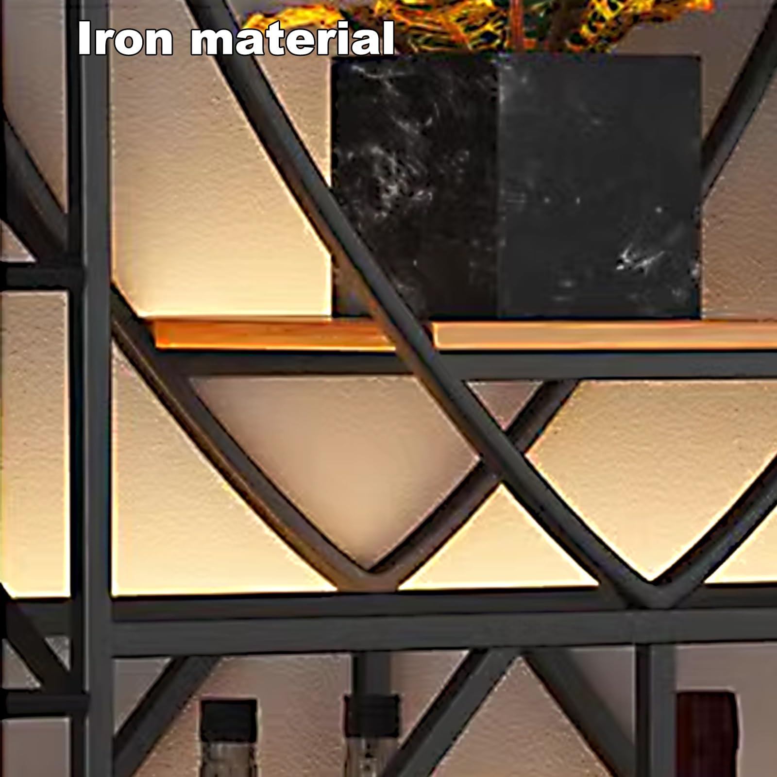 Botellero Vino Pared Creativo Estante Multifuncional de Hierro para Vino, Botellero Vino Metal con Luz Led y Portavasos for Bar Restaurante Club(Gold)