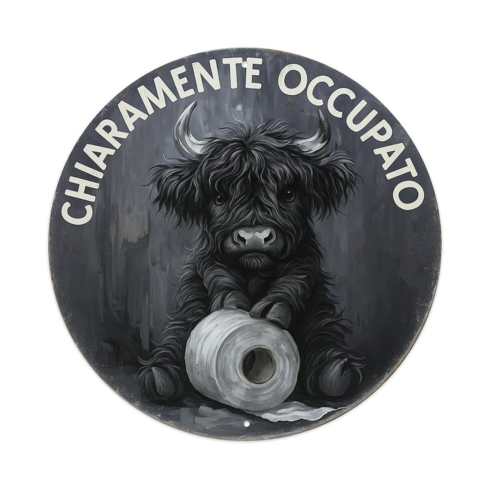 Black Bull Holding Toilet Paper Metal Tin Sign Plaque