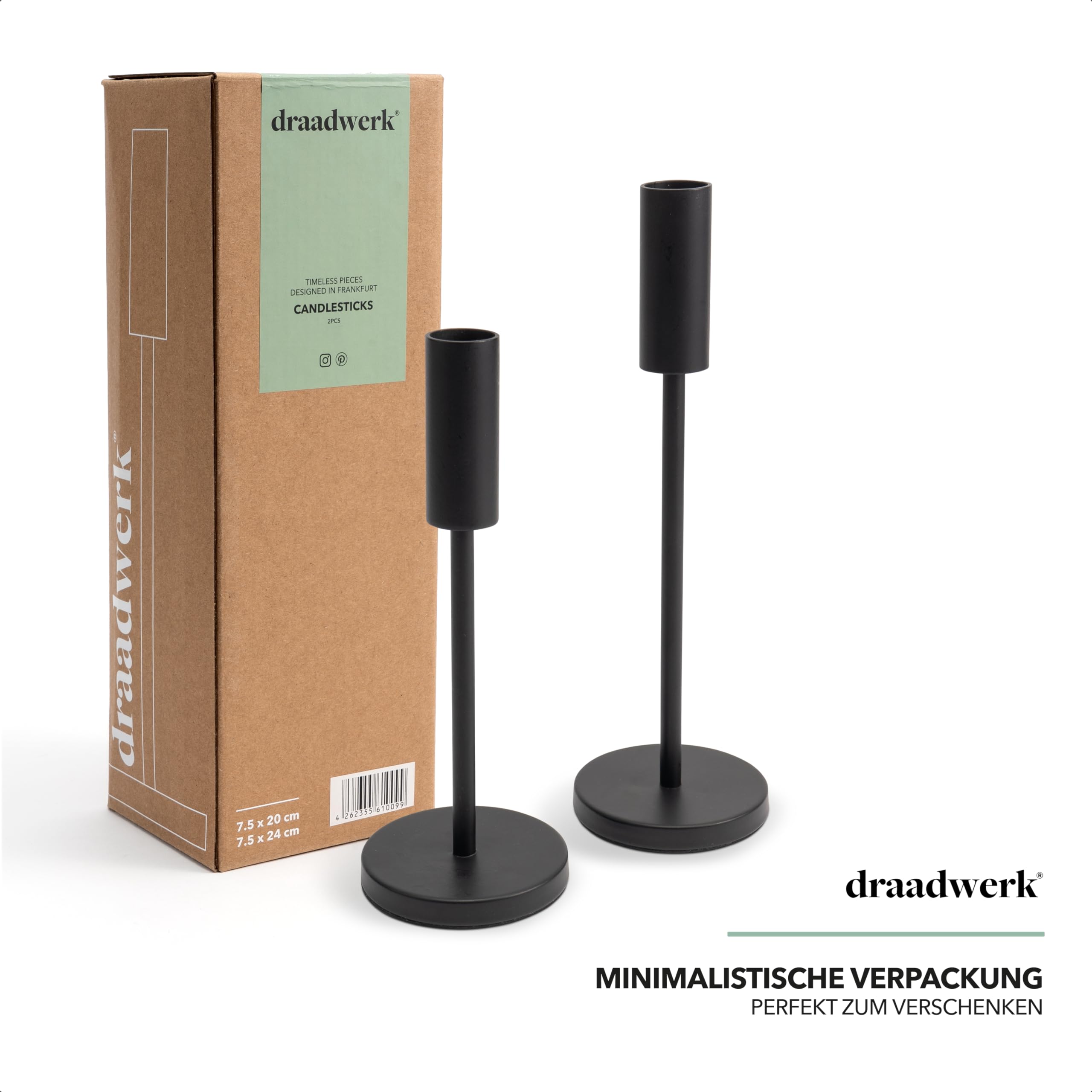 Set 3 Portacandele Neri In Metallo Per Candele Coniche - Candelabri Da Tavolo 9.5/12/17cm | Per Matrimoni E Decorazioni - Foto 11