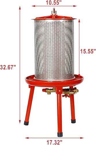 Miniatura 2 de Prensa hidráulica de vino de frutas de 5.3 galones20L de sidra de manzana, trituradora de uva de acero inoxidable para cocina con bolsa de filtro,