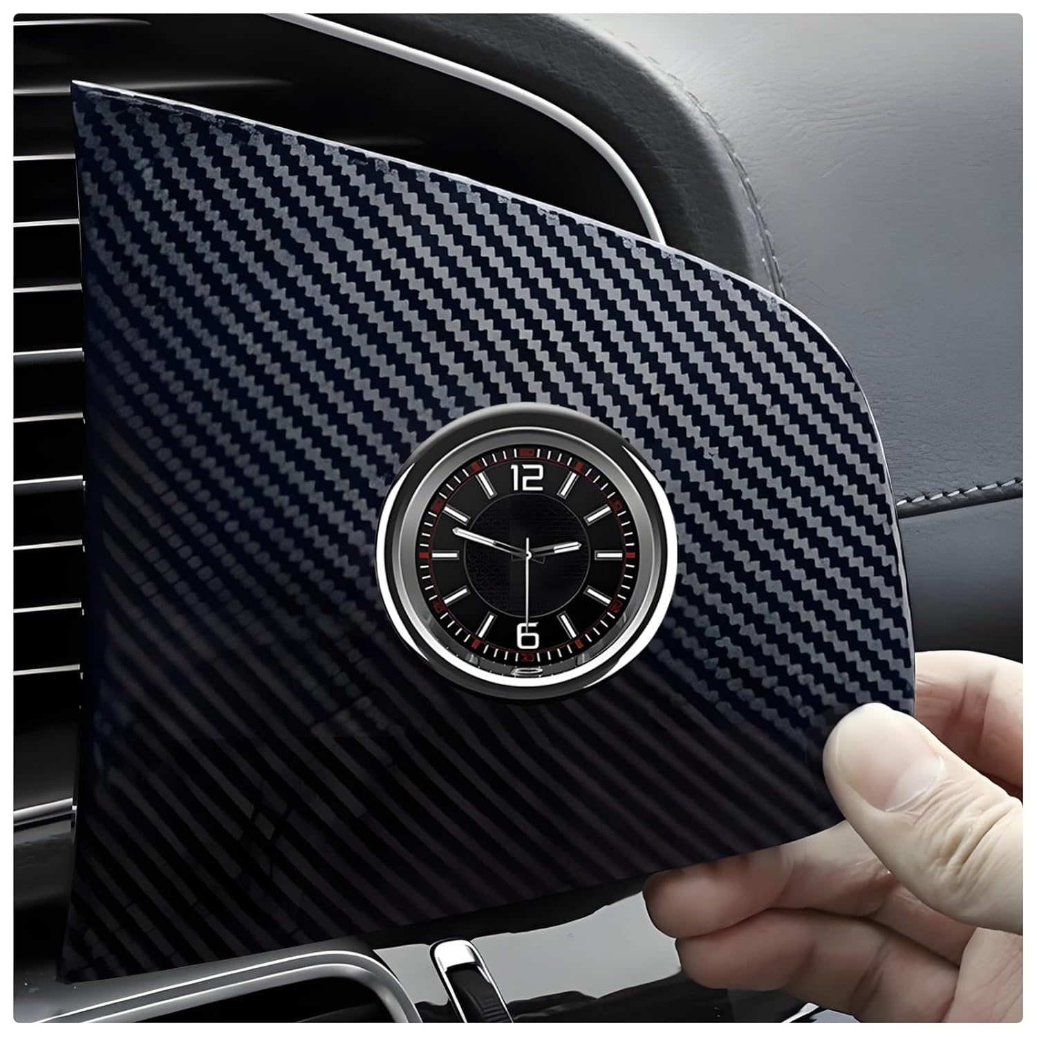 Carbon Fiber Car Center Console Clock Quartz Watch Cover Trim for Mercedes Benz GLE 350 450 AMG 53 Coupé 63 S GLS 450 580 AMG 63 W167 X167 V167 2020-2025 Interior Accessory