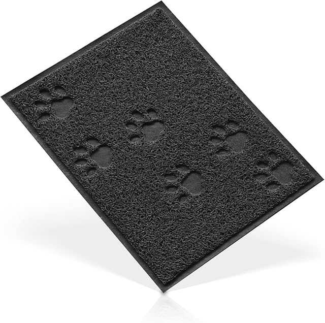 Pet Food Mat, Waterproof Non Slip Dogs and Cats Feeding Tray Pads (black)