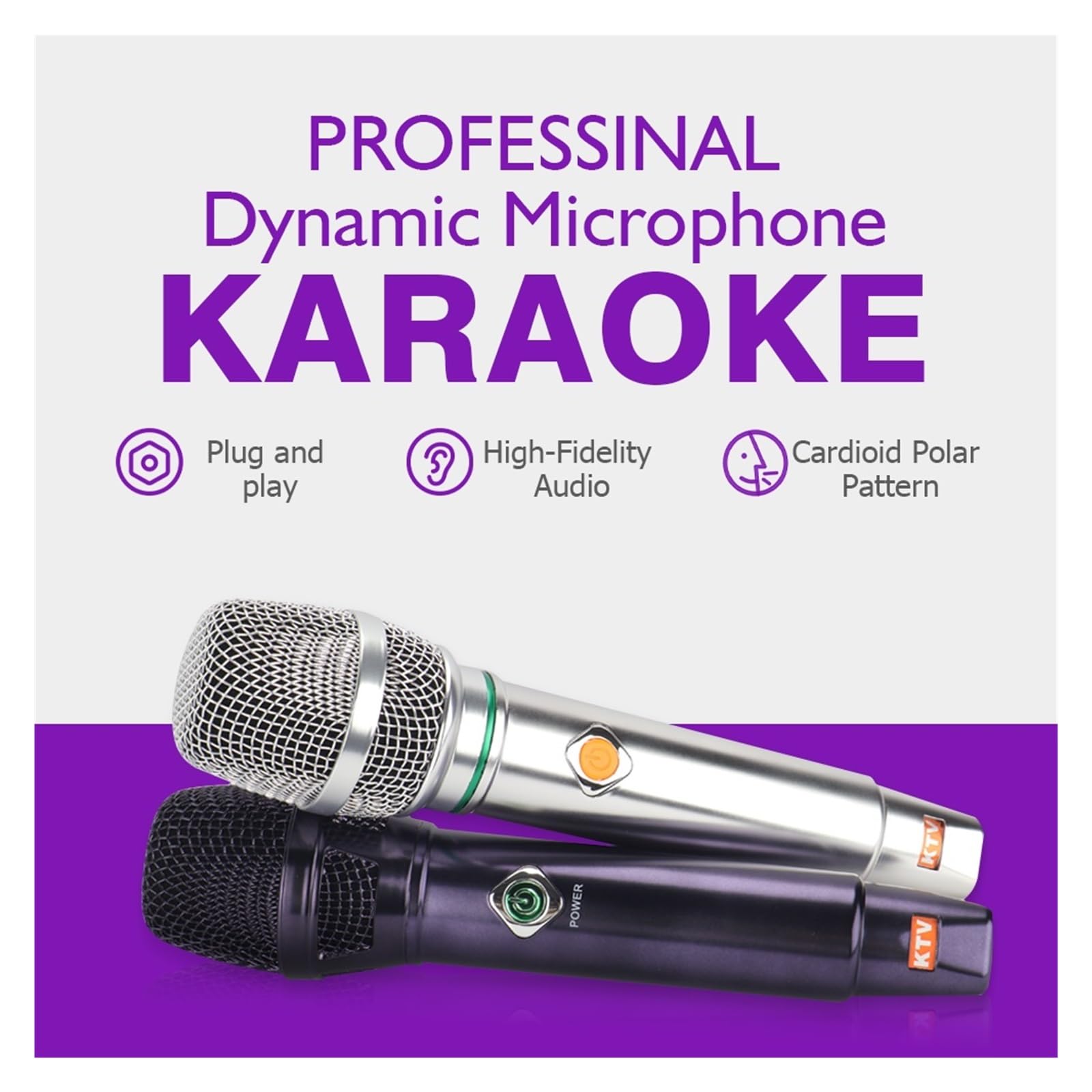 Micrófono Vocal Dinámico Cardioide Profesional (Disponible En Morado O Plateado) Ideal For KTV Y Presentaciones Vivo Compatibilidad Universal(D13-PE)