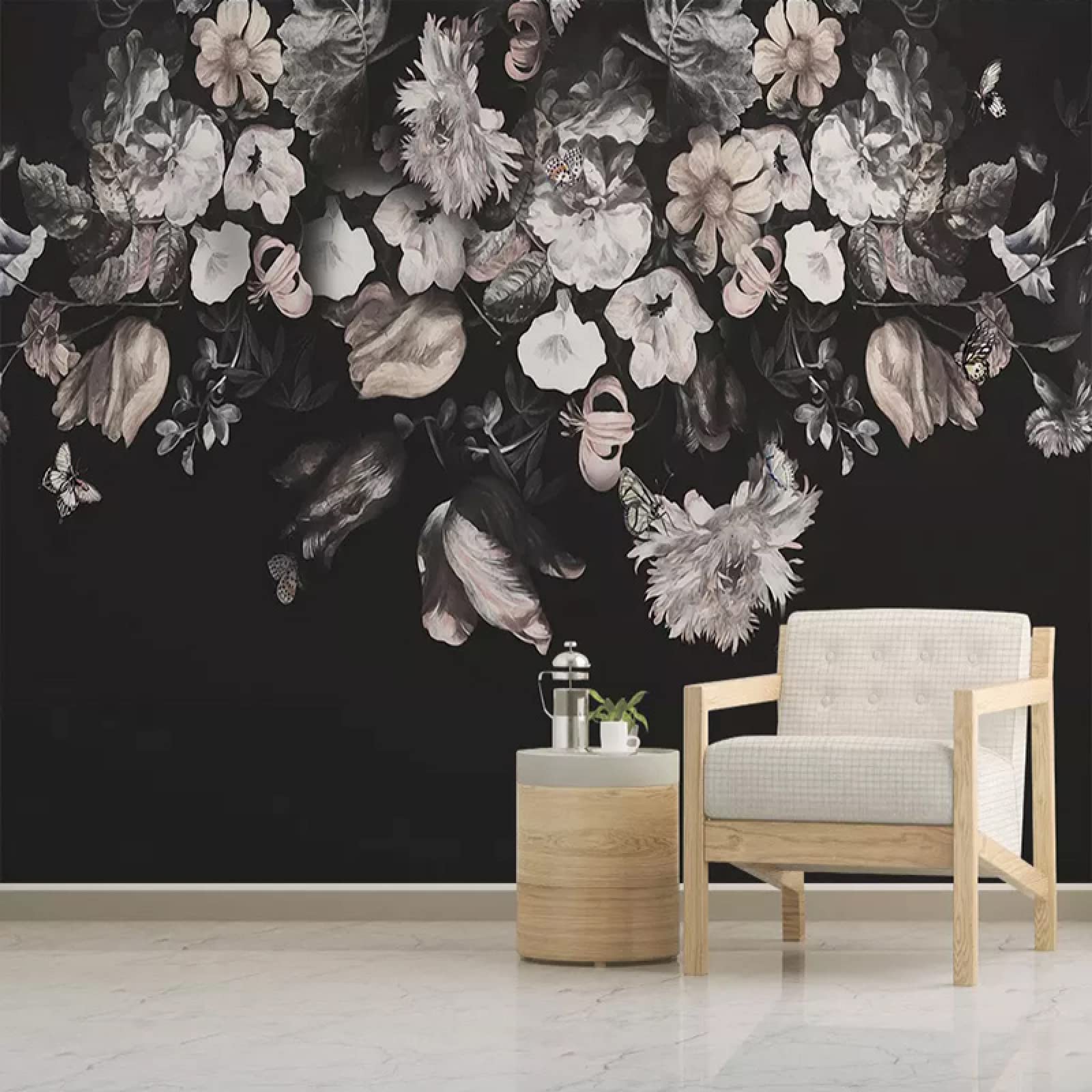 Estanteria，Estanteria Libros，Mural de Pared con Flores Grandes, calcomanías Retro Impermeables para niñas, Dormitorio Infantil, decoración de Fiesta, decoración de Boda,