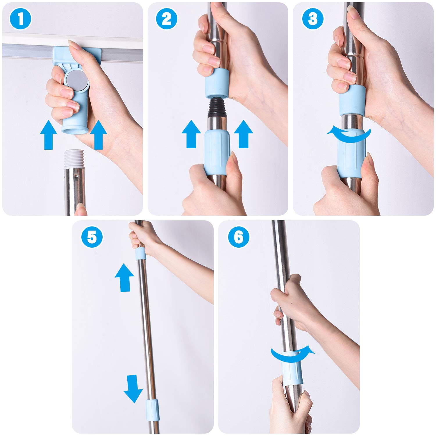 Escobilla de Goma de 50 cm Pare Suelo, Escoba de Goma con Mango 130cm Ajustable, Enjugador de Ducha de Alta Resistencia para Cuartos Húmedos, Azulejos, Baño, Suelos, Ventanas