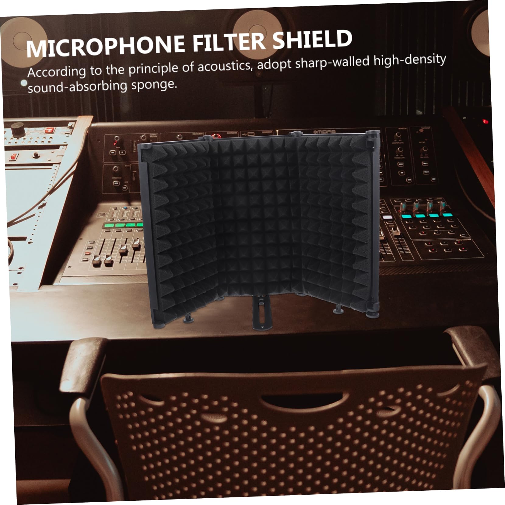 Filtre Anti-pop Microphone Pliable en Fer Mousse Eva, Système Multilayer à Trois Panneaux, du Bruit pour Enregistrement Studio Noir