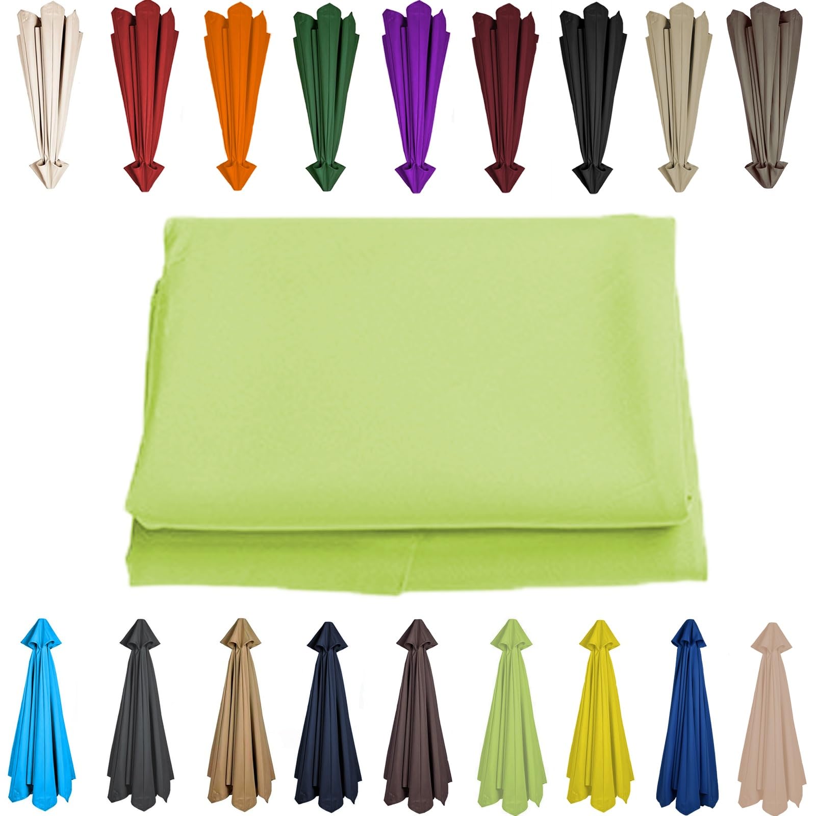 200/230/250/270/280/300/350 CM Parasol Top Fabric Cover Sunshade Cloth 6 8 Ribs Anti-Ultraviolet Patio Umbrella Replacement Cloth Garden Parasol Canopy Anti-UV(Grass green,8 RIBS: 270CM/8.8FT) — image 1