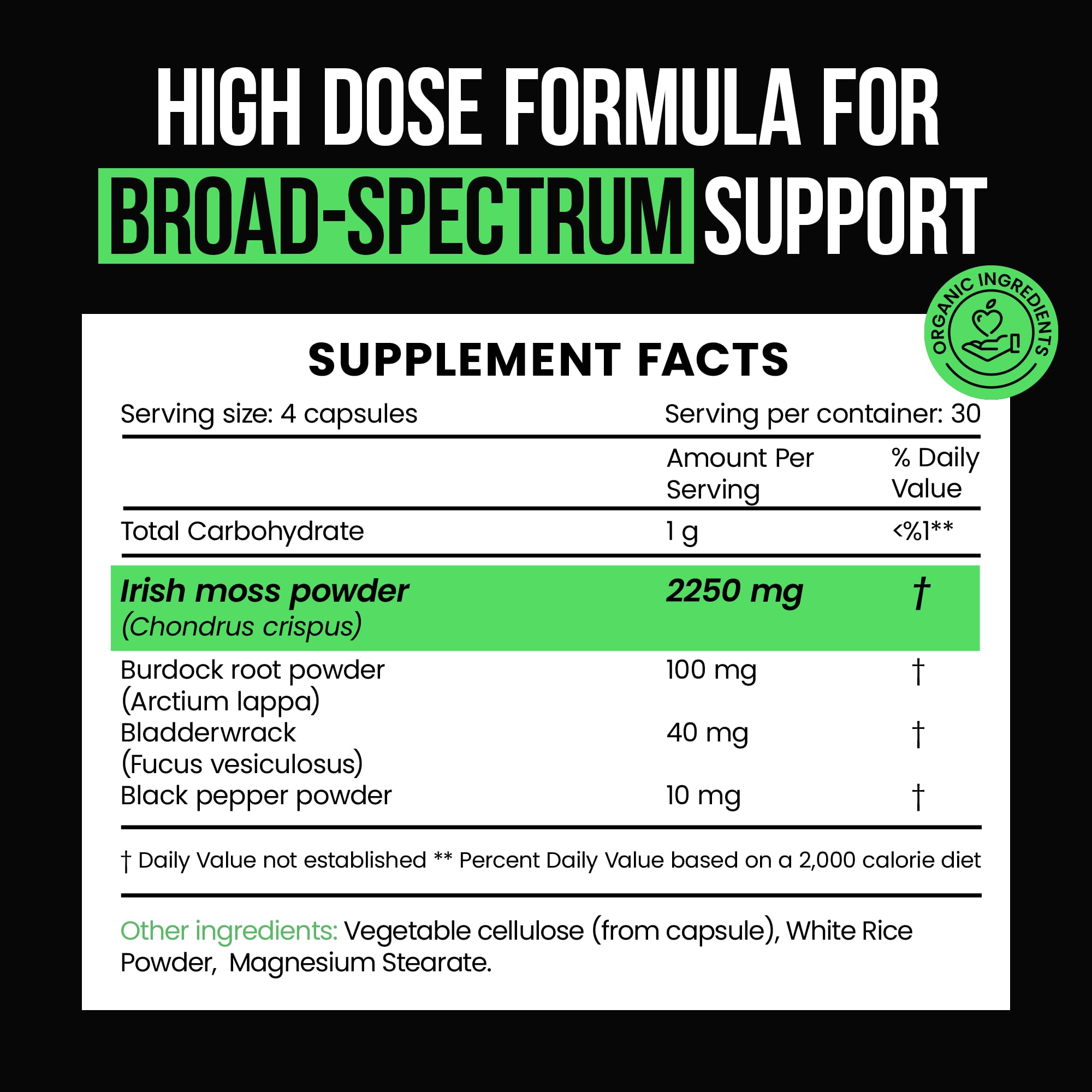 VitaRaw Organic Irish Sea Moss Capsules 2400 mg - Burdock Root and Bladderwrack Powder Real Seamoss Pills for Immune Support, Joint and Gut Health Help - Raw Sea Moss Advanced Herbal Supplement — Amazon image 2