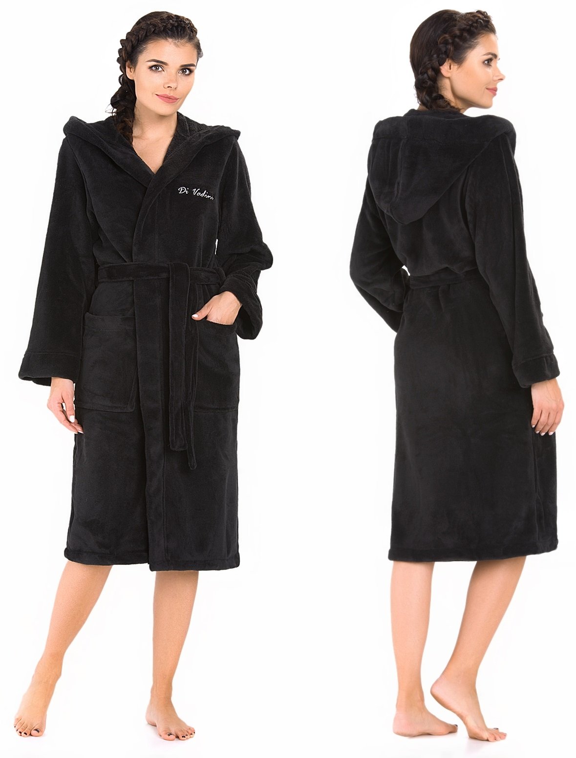 Di Vadini Florenz Peignoir à capuche pour homme et femme Unisexe I Vêtement de nuit en microfibre élégante Certifié Öko-Tex Standard 100 I Kimono avec couleurs et tailles XXS - 5XL