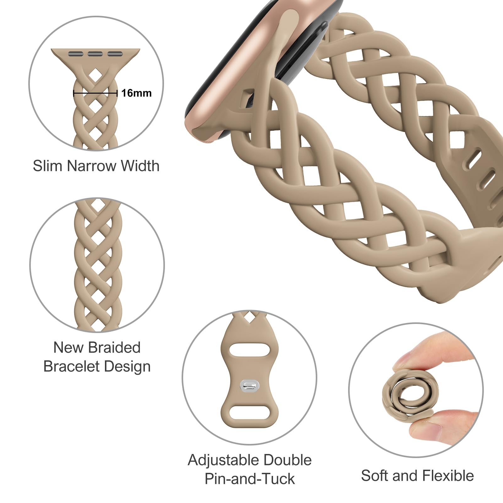 iWabcertoo Correas deportivas de diseño compatibles con Apple Watch de 38 mm, 40 mm, 41 mm, 42 mm, 44 mm, 45 mm, 4 mm, 4 mm, correa de repuesto de silicona suave para iWatch Series 8, 7, 6, 5, Negro