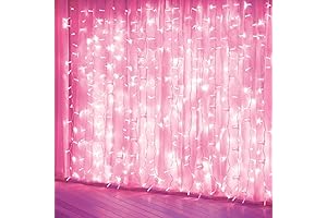Twinkling Tapestry of Pink: Curtain Lights for Enchanting Girls' Rooms