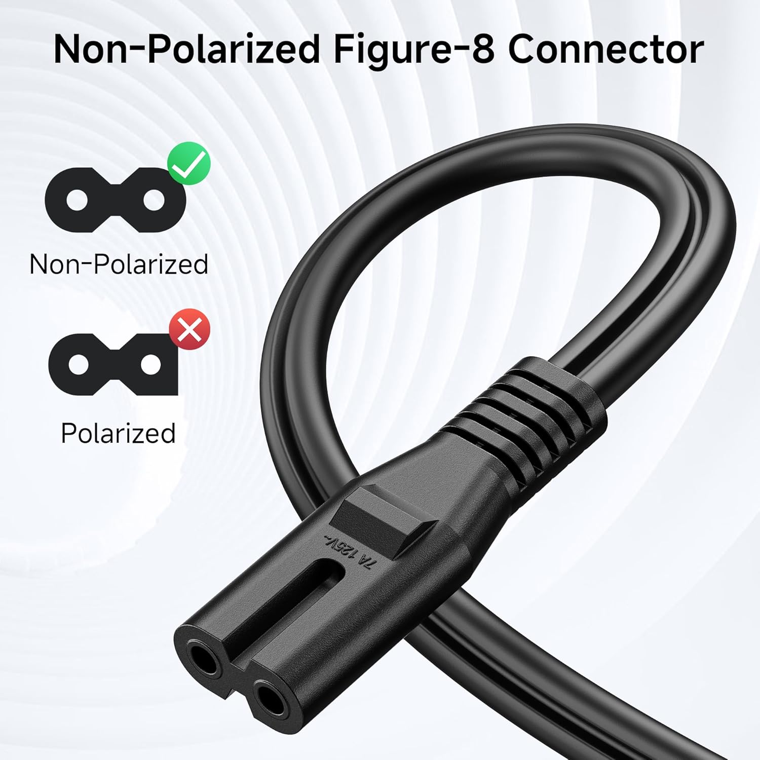 [UL Listed] Cable Matters 2-Pack 2 Prong TV Power Cord - 10ft, AC Power Cord, Non Polarized (NEMA 1-15P to IEC C7), Compatible with Samsung LG Sony Insignia TCL Sharp Toshiba Hisense TV PS4 PS5 - Image 2