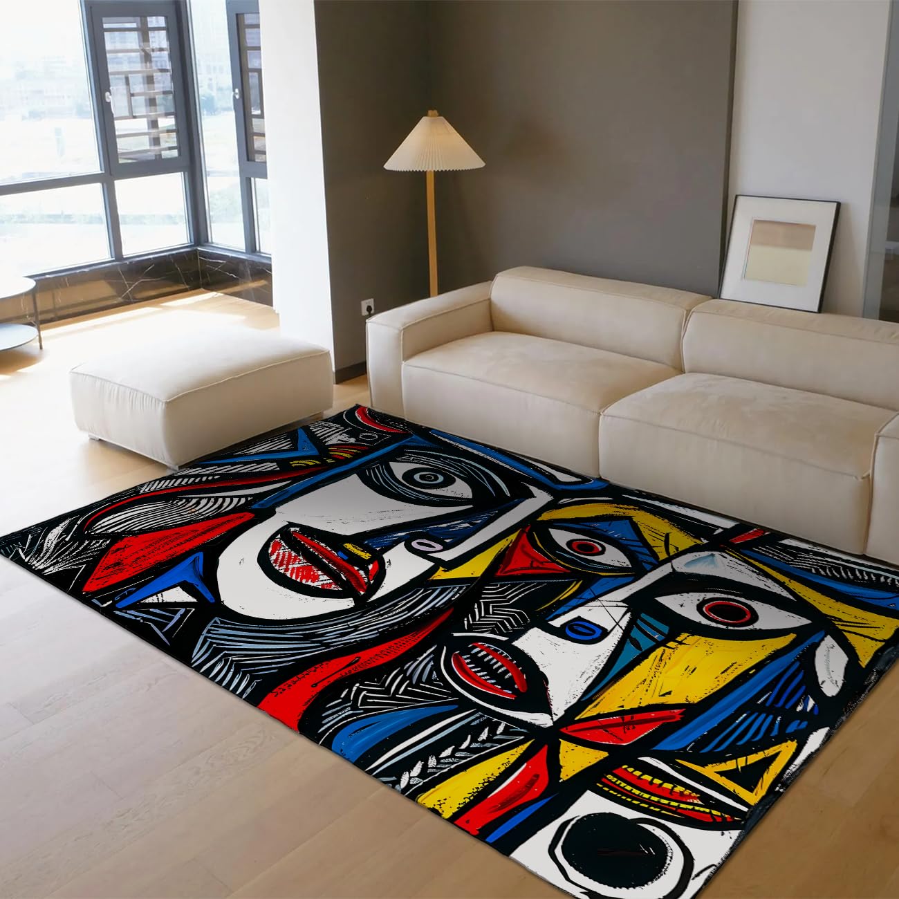 Tapis exotique vintage abstrait boho 160x230 cm pour salon et chambre
