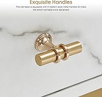 Vista 7 de BarberPub Mesa de uñas resistente a la acetona, escritorio de manicura doble para tecnología de uñas, escritorio de uñas con marco de metal