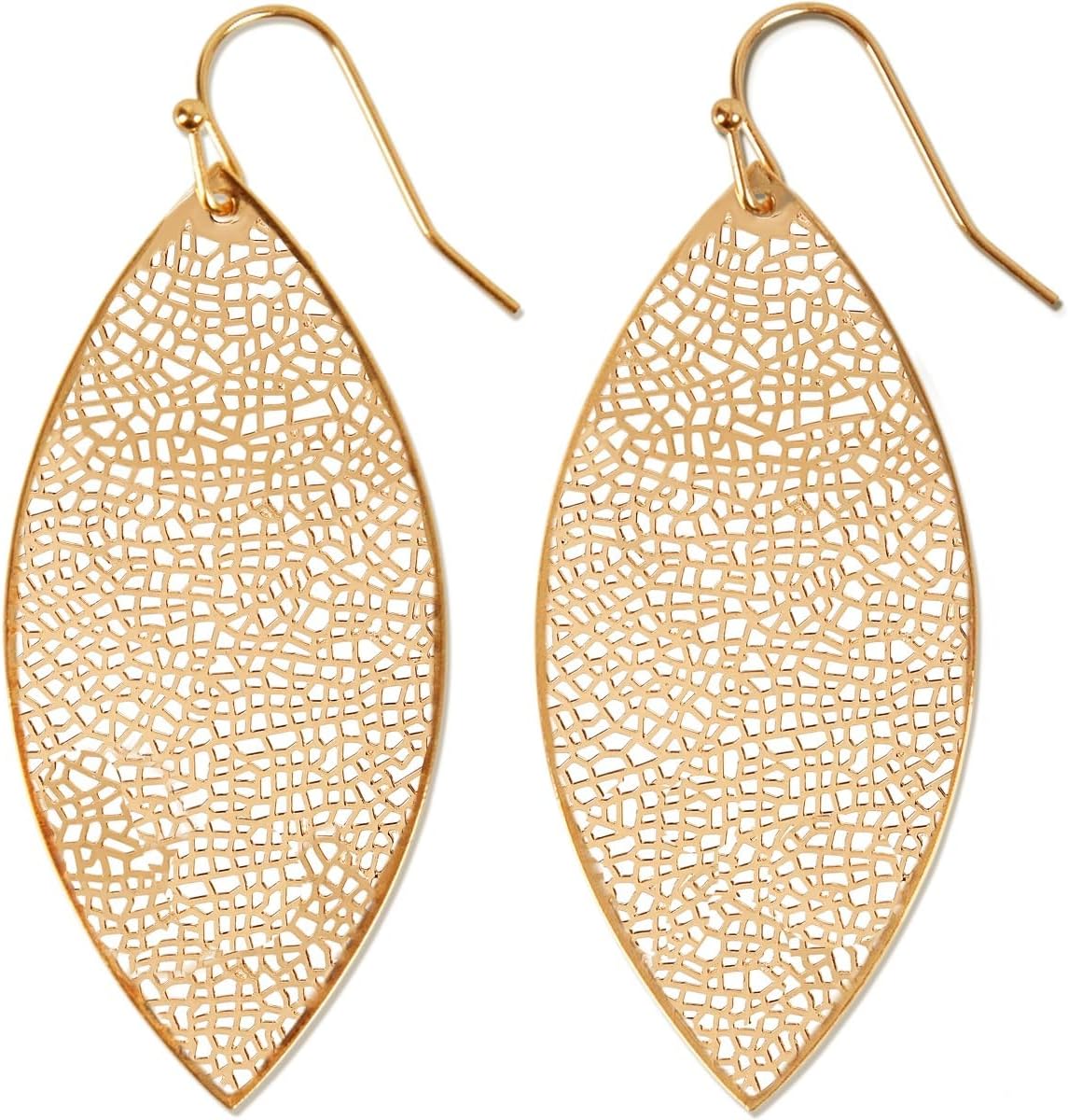 Boho Leaf Dangle Earrings for Women - Gold or Silver Tone Dangly Filigree Earrings - Lightweight Statement Earrings