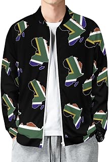 South Africa Flag Africa Map Classic Bomber Jacket Men Coat Casual Windbreaker Sweatshirt Top Golf Work