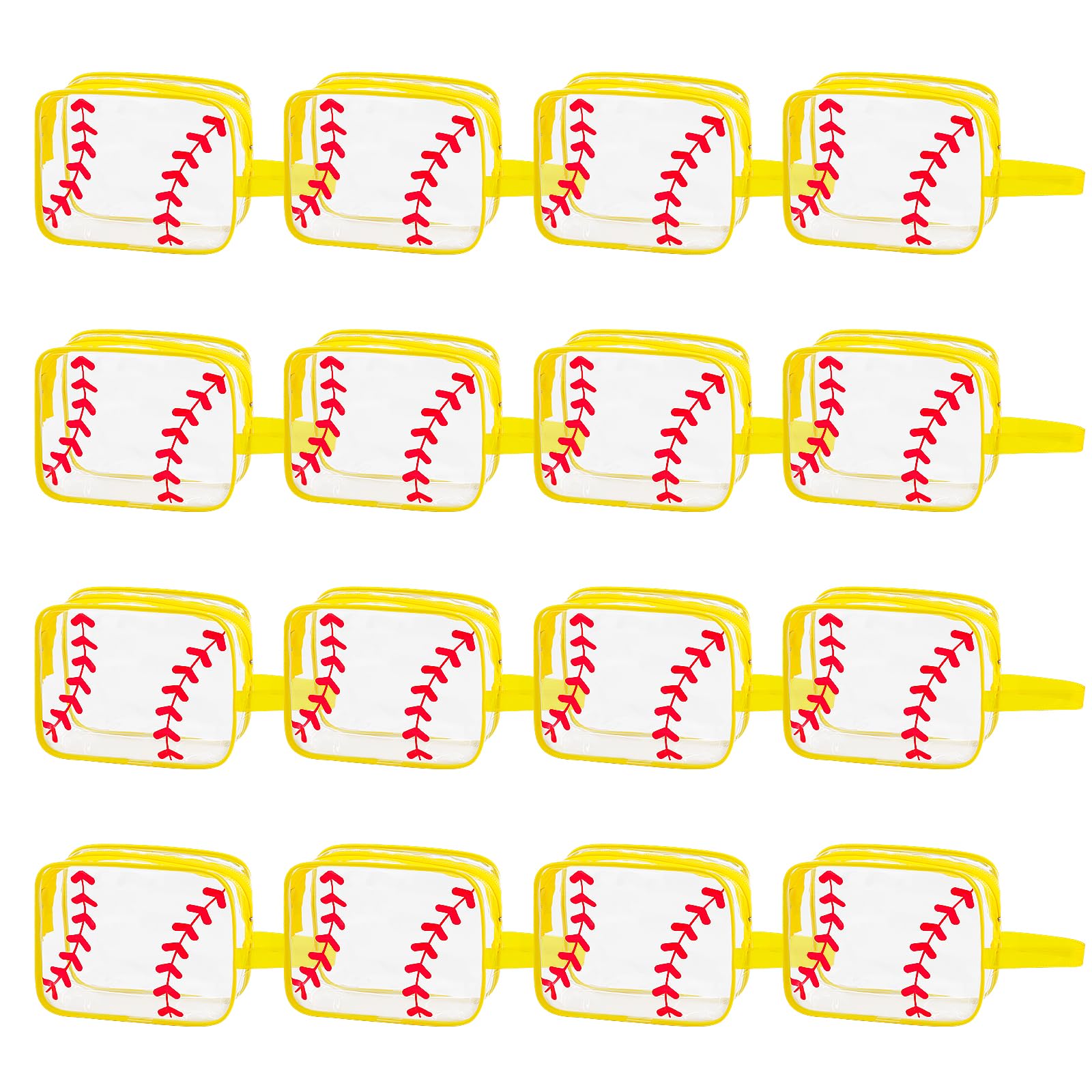 16PCS Softball Cosmetic Bag - Softball Gift Accessories Bags Goodie Snack Makeup Bag，Waterproof Softball Clear PVC Travel Bag,Toiletry Zipper Pouch
