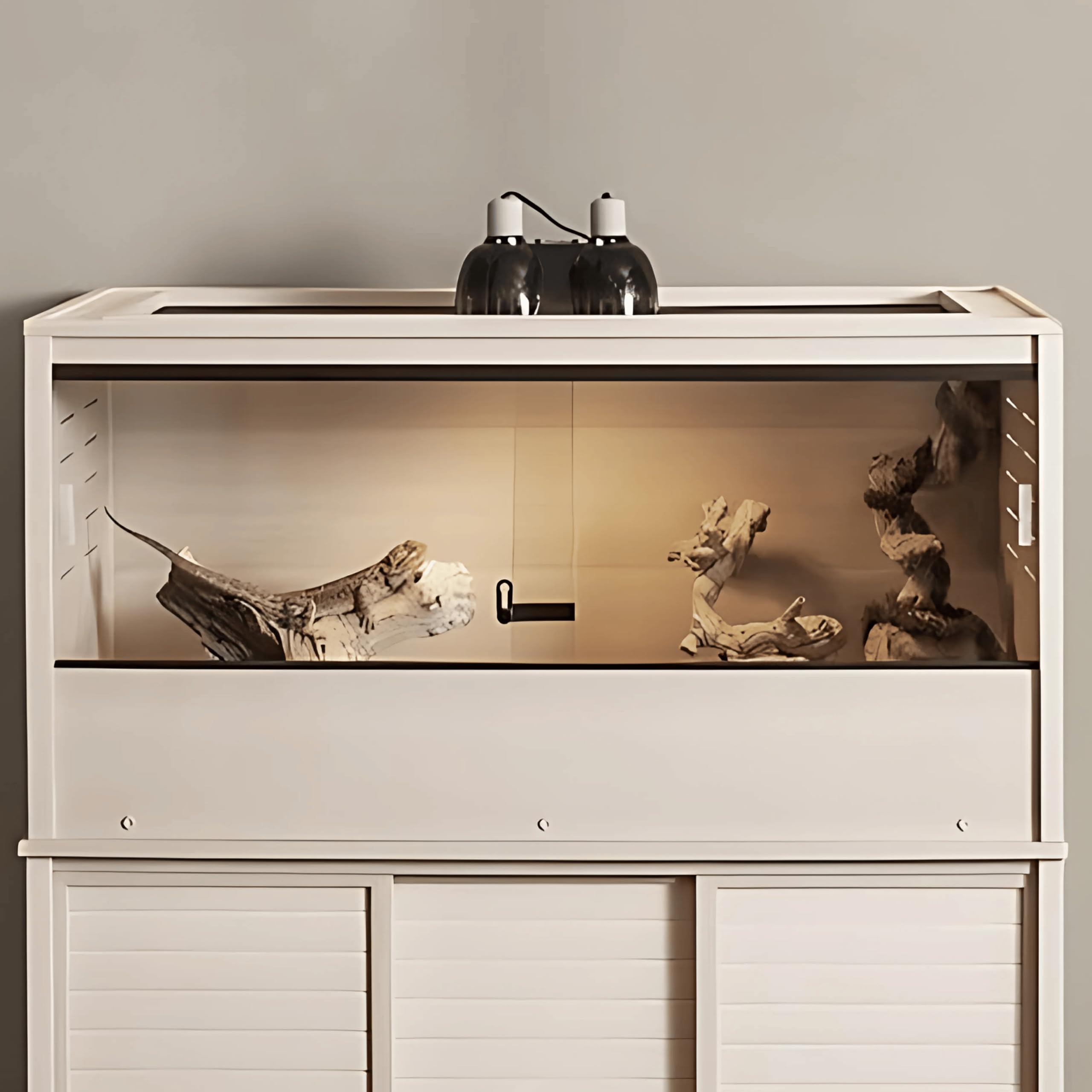 Duże terrarium dla gadów i innych małych zwierząt Mojave - 122x61x58cm - Dekoracyjny do wnętrz (jasnobrązowy)