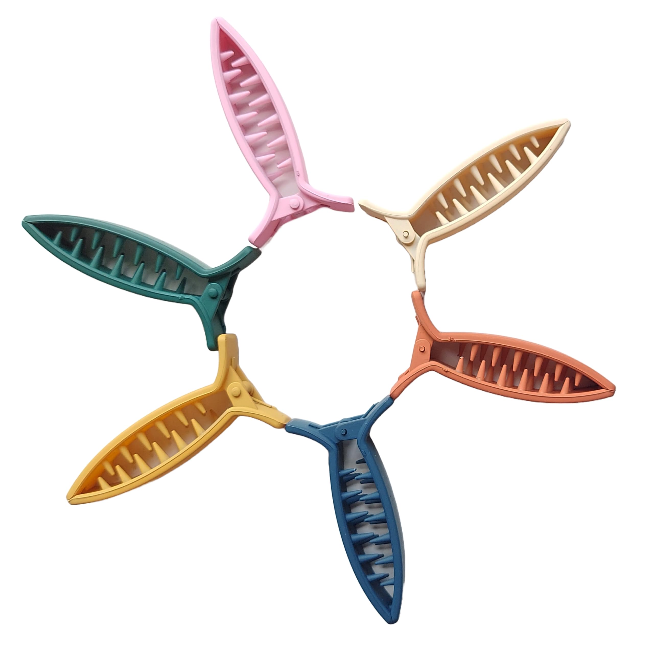 BIRDWARE Medium-Size Multi Color Imported Acrylic Material Stone Butterfly Hair Clips For Women (Pack of 6 Pc, Multi Colour) | Hair Clutchers