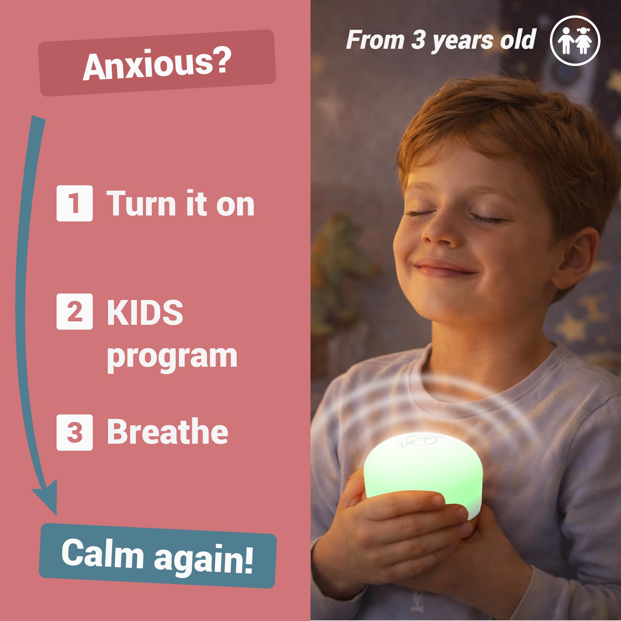 ZENSPIRE+ Dispositivo antiestrés | Dispositivo para la relajación y la meditación que favorece el sueño - Ayuda a conciliar el sueño y favorece el descanso y el bienestar | luz zen, sonido y vibración