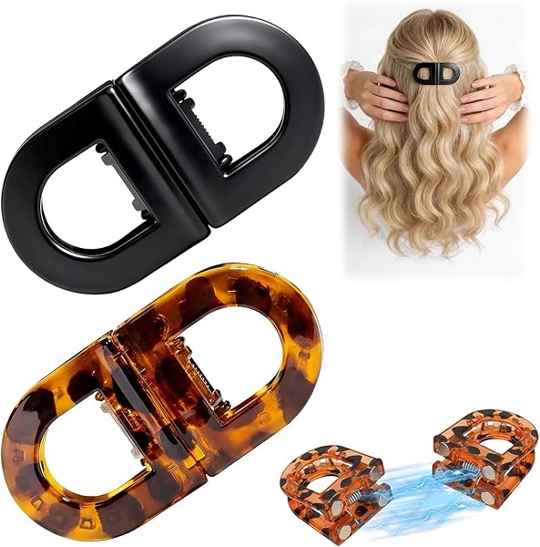 VelvetGlow 2Pcs pinces à cheveux magnétiques, barrettes antidérapantes avec maintien fort pour femmes, design 2-en-1 sans couture pour coiffures quotidiennes faciles, doux pour tous les types de - 1