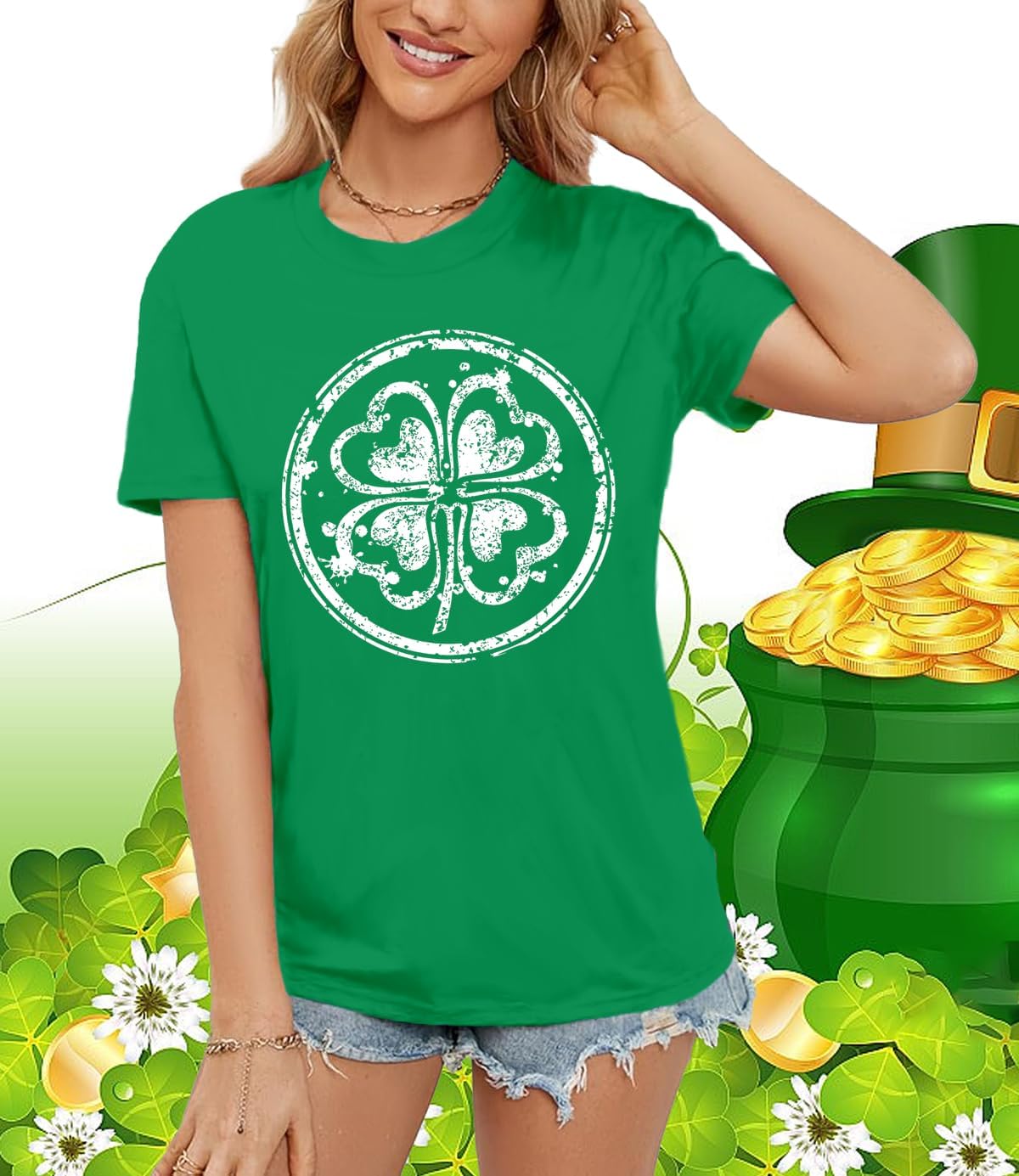 St Patricks Day Shirt Women Saint Patricks Day Shirts Irish Shamrock Tee Top - Image 3