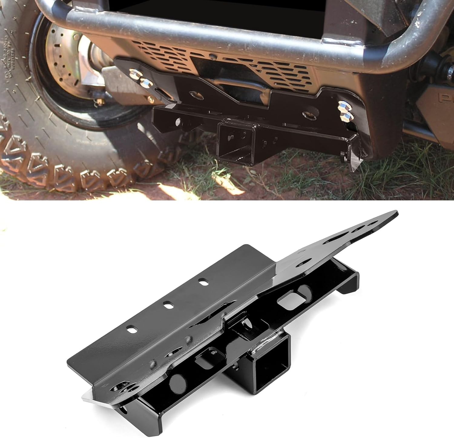 2" Front Towing Receiver Hitch Heavy Duty Steel Compatible with Polaris Ranger Crew 400 500 570 700 800 900 ETX EV Full-Size & Midsize 2009-2025 (No Drilling)