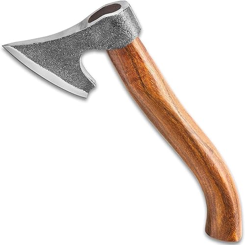 Miniatura 1 de Timber Wolf Hacha Viking - Cabeza de acero al carbono tallada en bruto, borde de hoja de satén, mango de madera curvada - Longitud 12 14 pulgadas