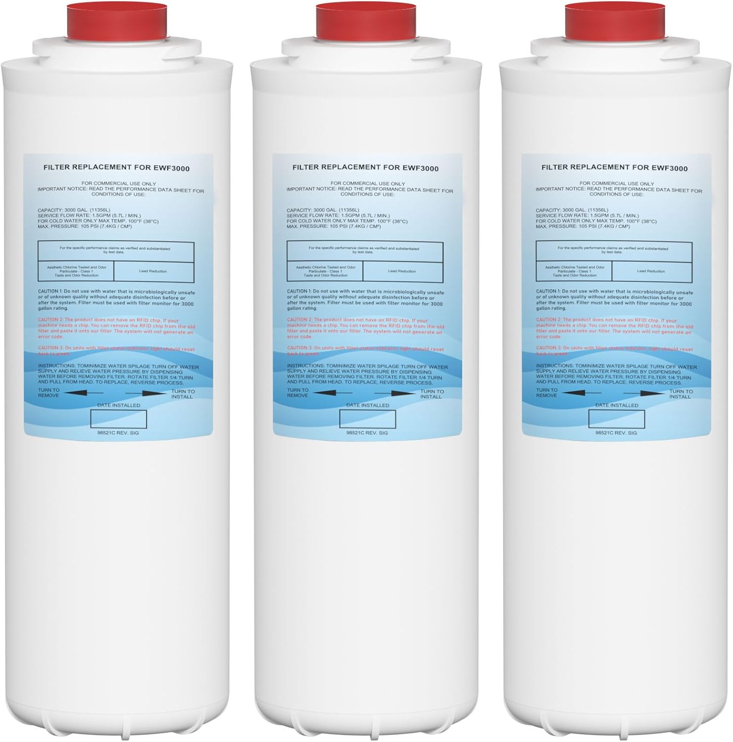51300C Water Replacement Filter (No Chip) Compatible with Elkay 51300C EWF3000, and Ezh20 Bottle Filling Station, 3000 Gallon Water Filter Replacement for ERF750, 51299C, 55898C, 3 Pack