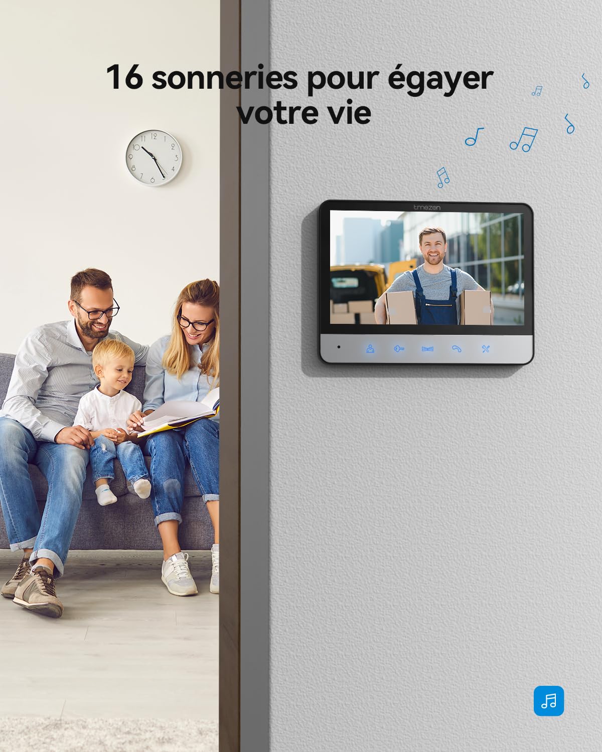 TMEZON Visiophone Connecté 4 Fils Kit avec 2 moniteurs 7", V20 Interphone Vidéo Filaire,Portier Vidéo pour Une Famille,Platine de Rue, Sonnette de Camera