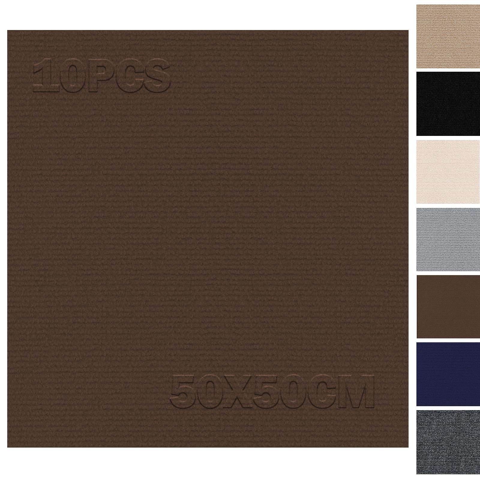 Tapis avec dos dalles de moquette 50x50cm auto-adhésives marron pour appartement