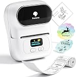 Phomemo M110 Imprimante d'étiquette avec rubans, 2 Inch Portable Thermal Label Maker for Home School Office Adresse, code à barres, artisanat, vente au détail, téléphone intelligent de soutien & Connectivité informatique-Blanc