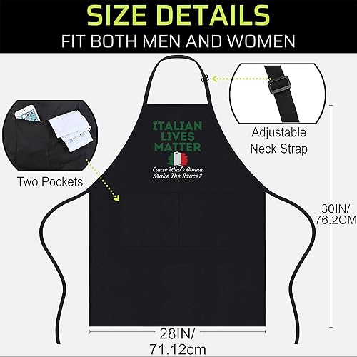 Miniatura 3 de Delantal negro de comida - Funny Italian Lives Matter Cook Novedad Italia Bandera Camiseta Negro Delantales de cocina, Negro -