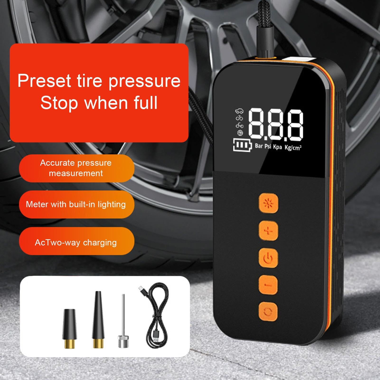 Gonfleur de pneu à batterie, pompe pour vélo à batterie avec