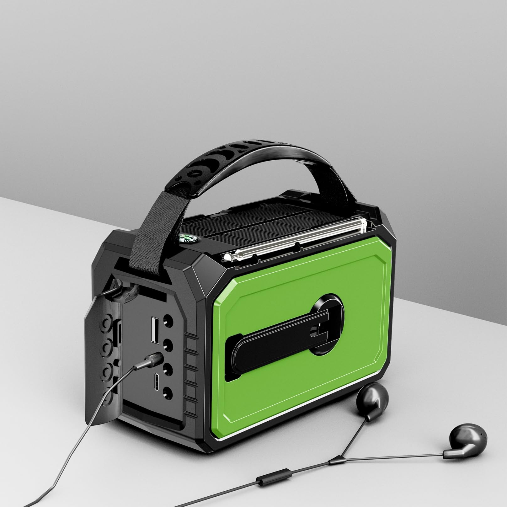 Radio Solare 16000 mAh AM/FM Portatile Emergenza con Batteria 59200 mWh, Torcia LED, Allarme SOS, Manovella Dynamo, Campeggio
