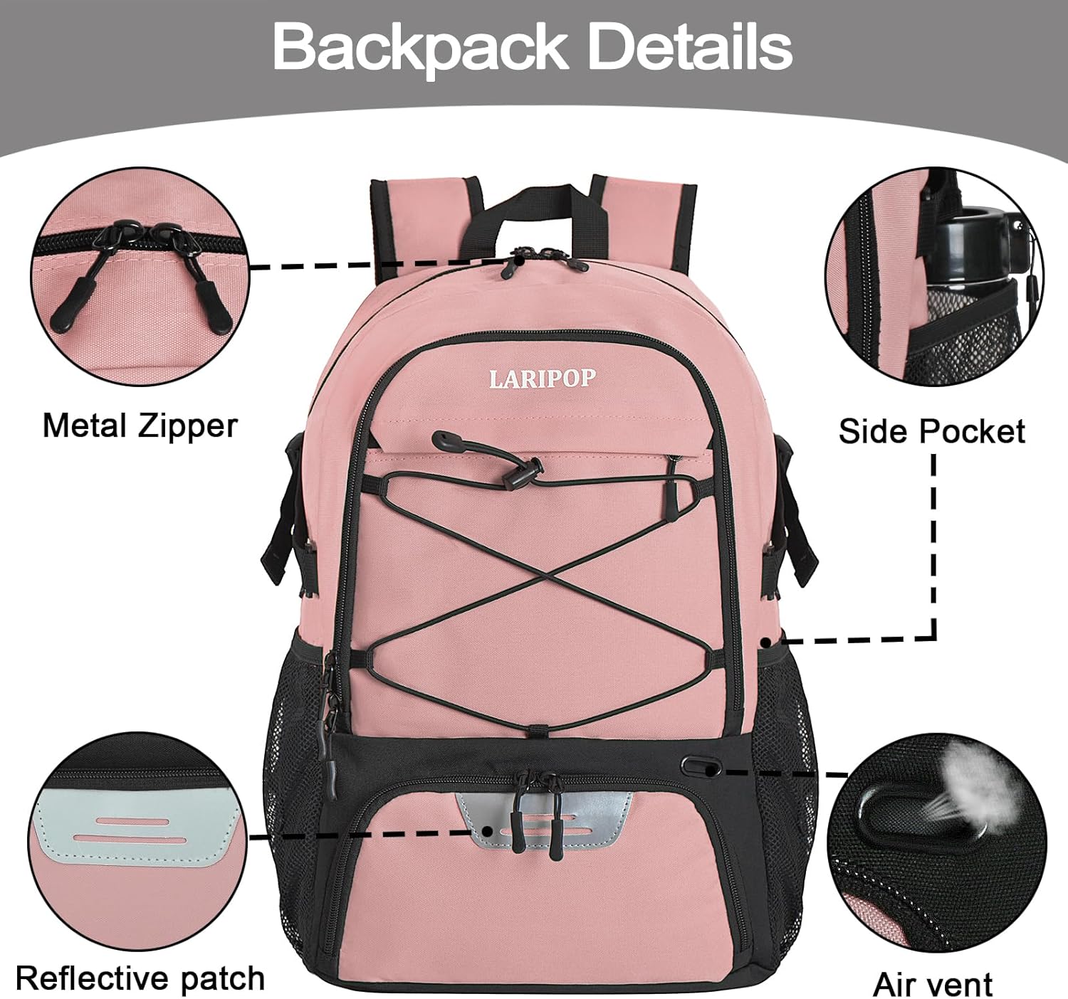 LARIPOP Basketball Bag,Basketball Backpack with Shoe Compartment and Ball Holder,Sport Bags for Soccer,Volleyball,Gym,Travel - Image 4