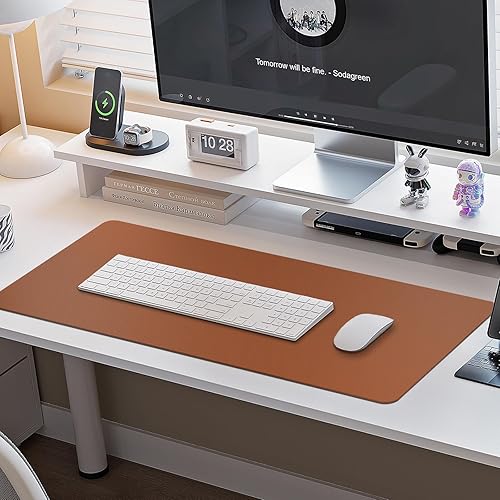 Miniatura 6 de Boutilon Protector de cuero para escritorio, alfombrilla de mouse antideslizante, alfombrilla de escritorio para laptop, alfombrilla para mouse de