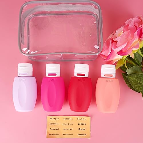 Miniatura 3 de JaneJu - Botellas de viaje para artículos de tocador, aprobadas por la TSA, paquete de 4 recipientes de tamaño de viaje, recargables a prueba de
