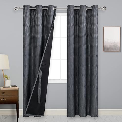 HengDu Cortinas opacas de lino sintético, bloqueo de luz, eficiencia energética y protección de privacidad, doble capa con ojales, cortinas de