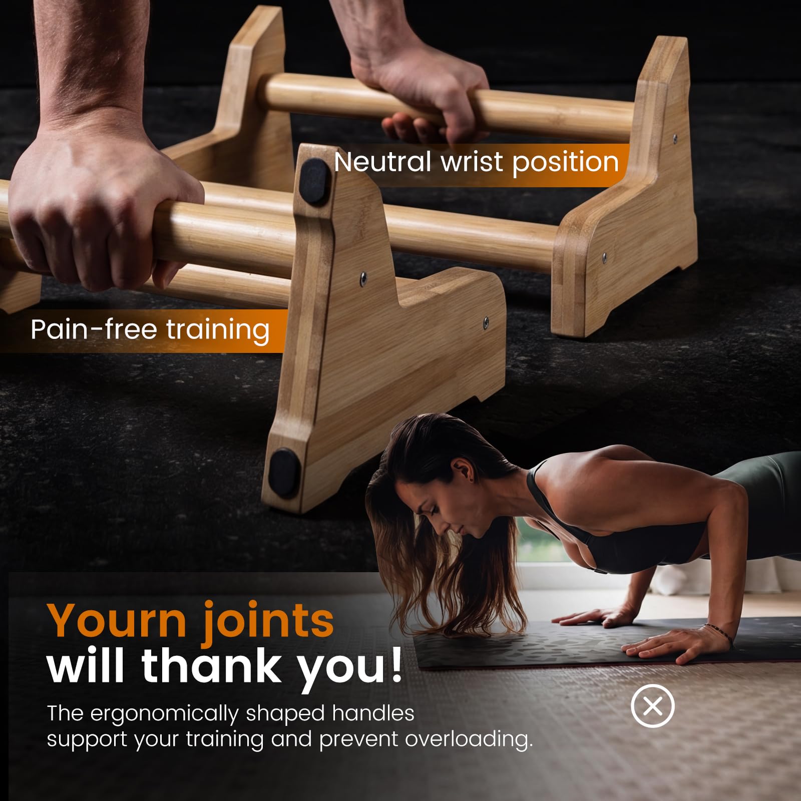 Calisthenics Equipment 3 in 1, maniglie in legno, parallele ergonomiche, per flessioni, per la casa