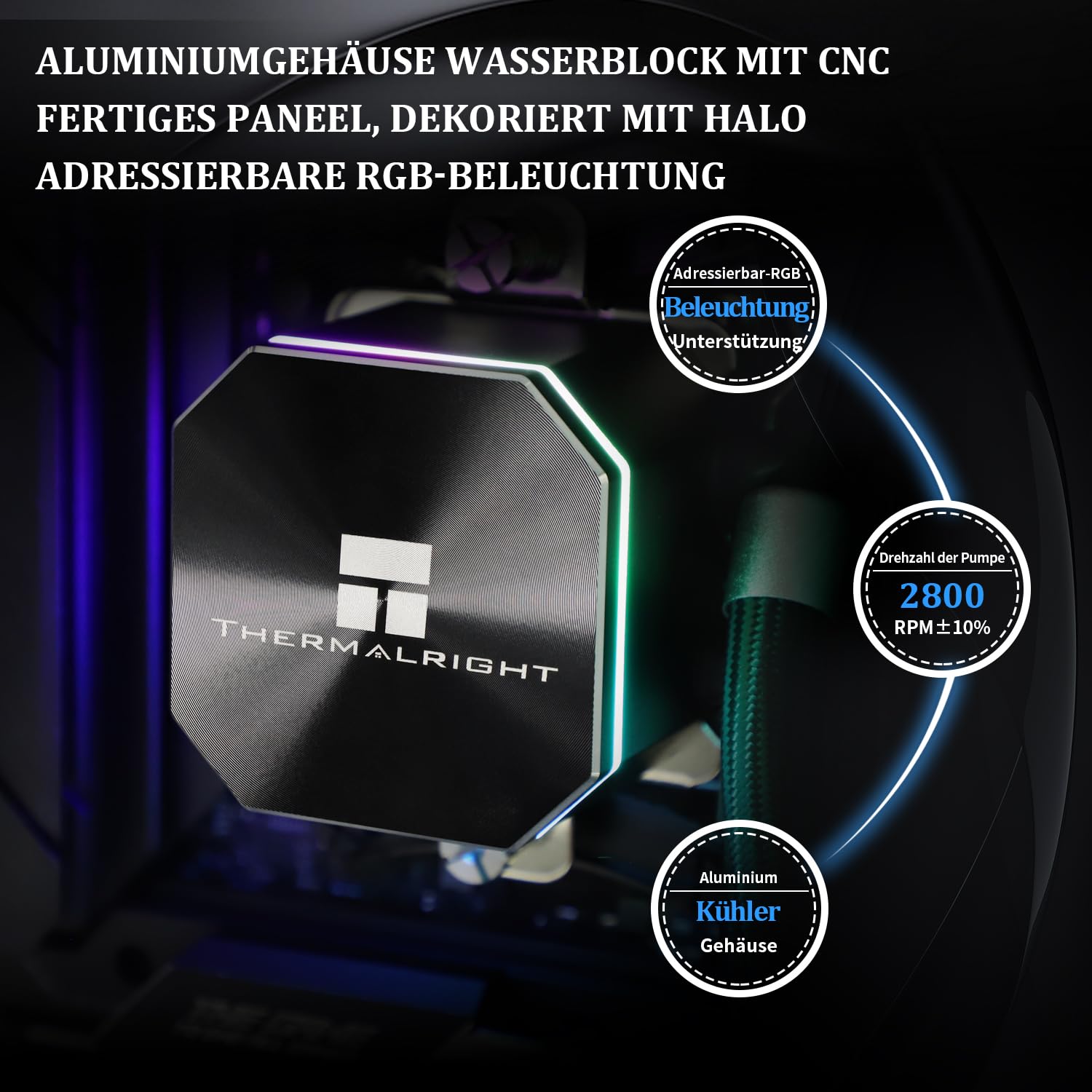 TR Frozen Edge 240 wentylator chłodzący do procesora, wentylator PWM, prędkość pompy 3300 obr./min, łożysko S-FDB do AMD AM4/AM5, Intel LGA1150/1155/1200/1700/2011 (FE240 czarny)
